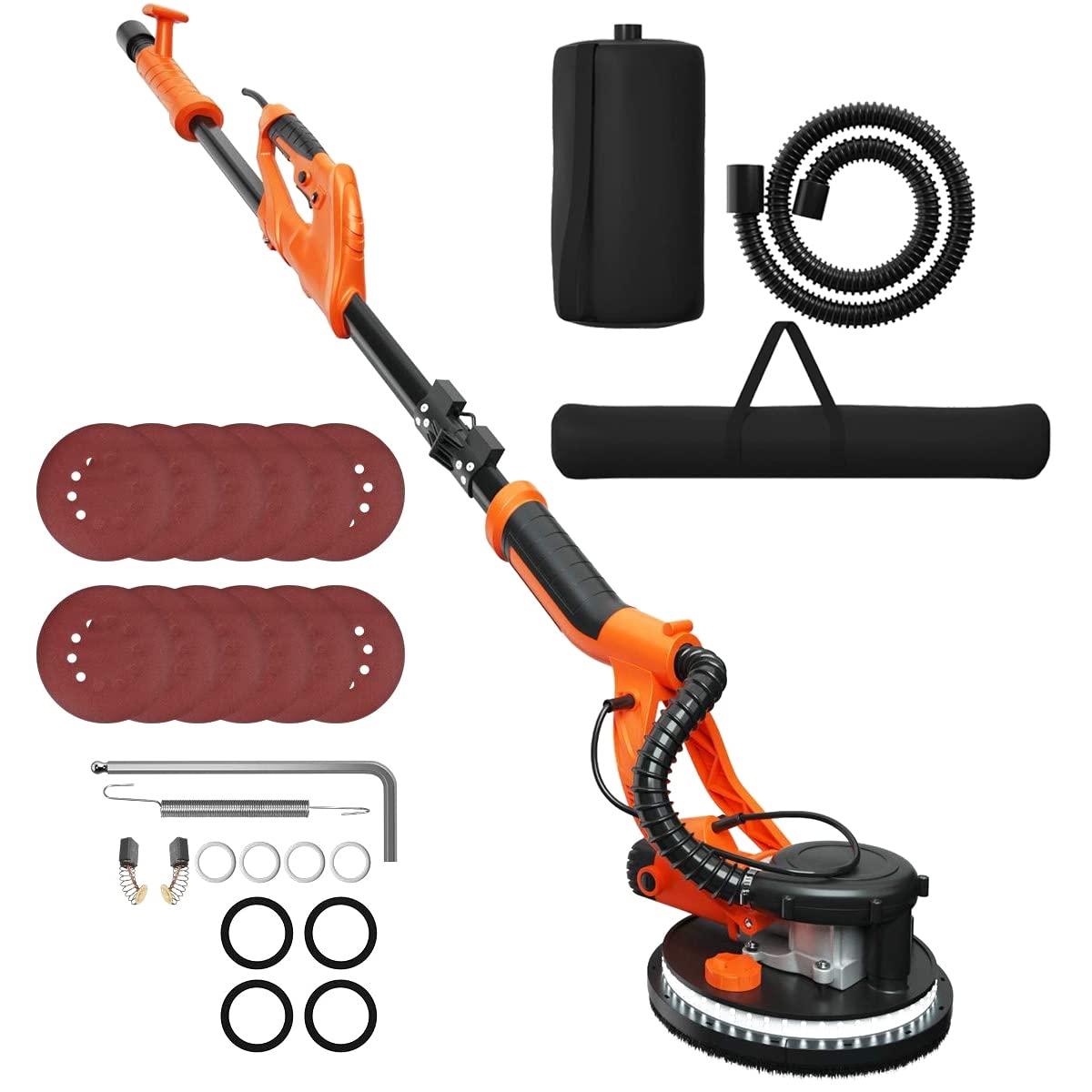 ERGOMASTER 750W Electric Drywall Sander with Vacuum System - Variable Speed Wall Sander with LED Light, 12 Sanding Discs & Foldable Carrying Bag - Perfect for Home Renovation, Drywall Repair & Professional Construction Projects
