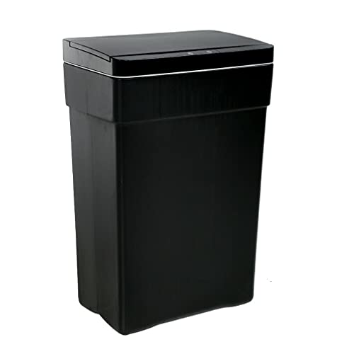 GEEKER 13 Gallon Automatic Touchless Trash Can with Motion Sensor - High Capacity Plastic Garbage Bin for Kitchen, Office, Bathroom - Black (Ideal for Hands-Free Waste Disposal)