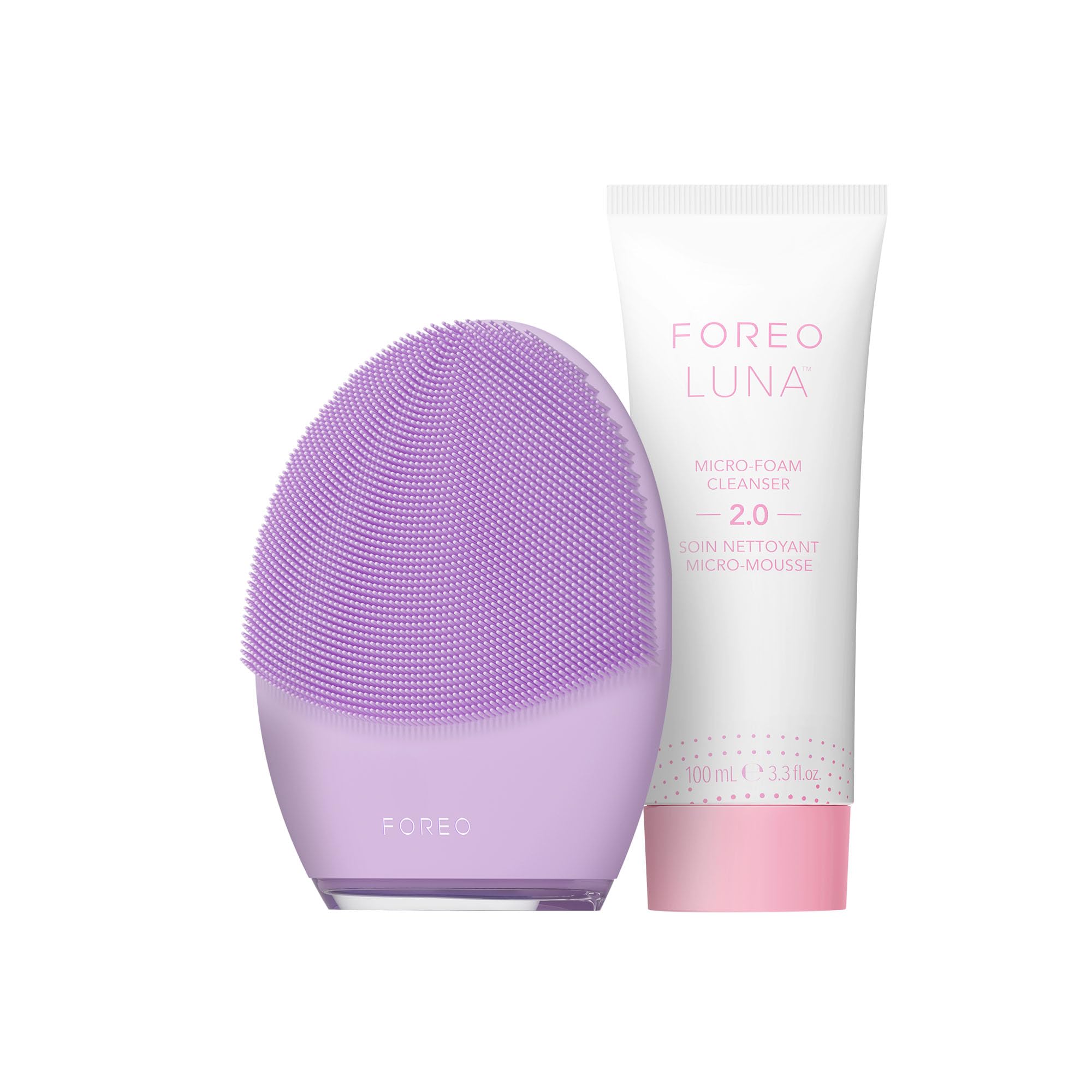 FOREO LUNA 4 Sensitive Skin Facial Cleansing Brush & Micro-Foam Cleanser Set - Gentle Deep Cleansing, Pore Cleaning & Skin Firming Silicone Massager for Delicate Skin - Perfect for Daily Skincare Routine & Travel Beauty Essentials