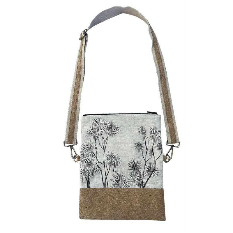 Eco-Friendly Cork Fabric Fold Over Clutch Bag - Ti Kouka Black on Natural by Jo Luping | Sustainable Vegan Handbag for Women, Perfect for Work, Travel & Evening Events