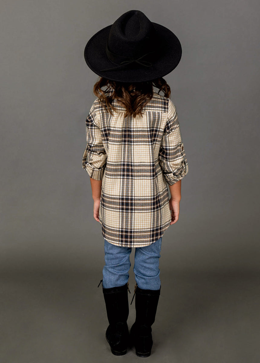Kendall Top in Neutral Plaid - Stylish Women's Casual Shirt for Everyday Wear | Perfect for Office, Outings & Layering