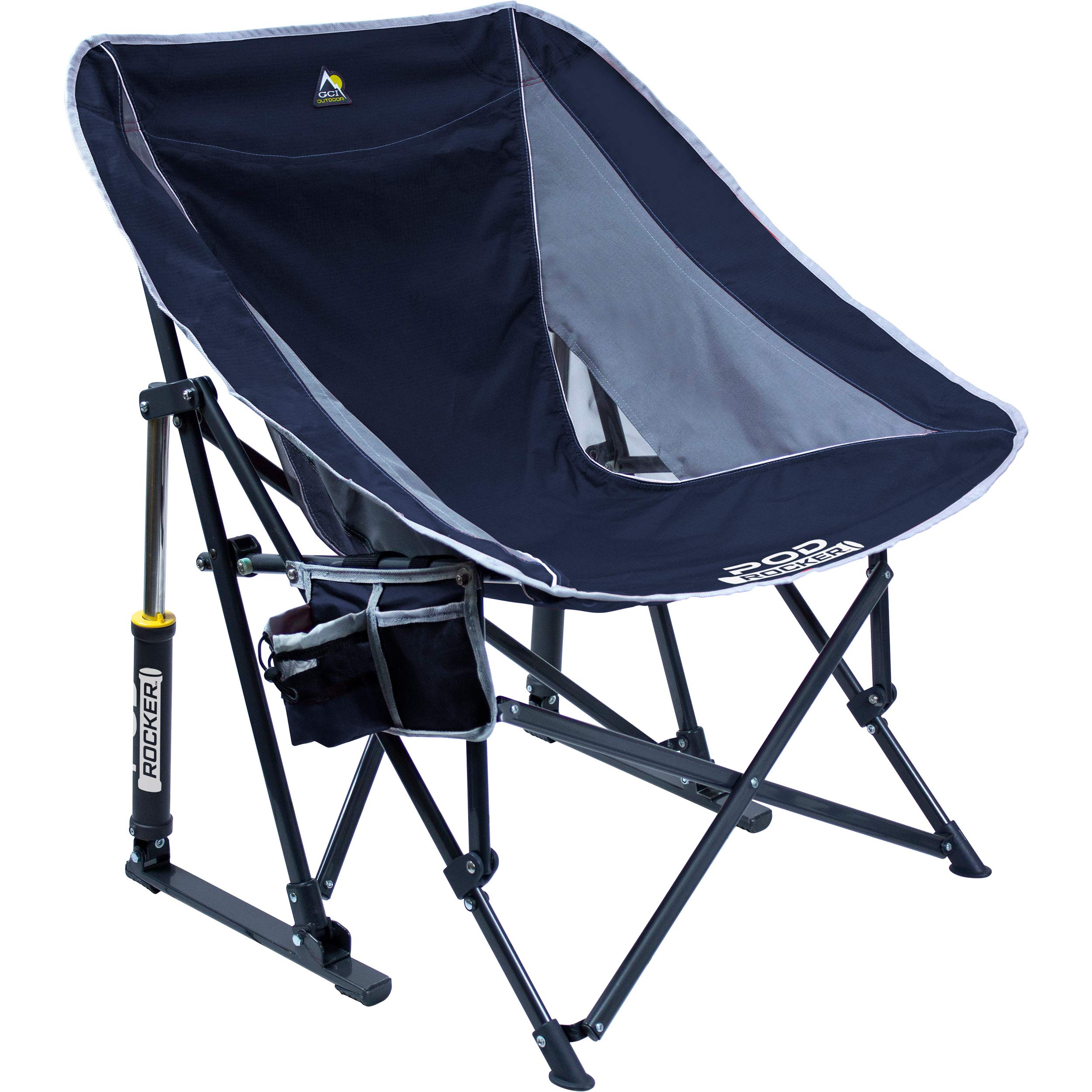 GCI Outdoor Pod Rocker Collapsible Rocking Chair - Portable Folding Camping Chair for Patio, Beach & Backyard - Lightweight & Comfortable Outdoor Seating (Indigo Blue) - Perfect for Relaxing, Camping, Picnics & Travel