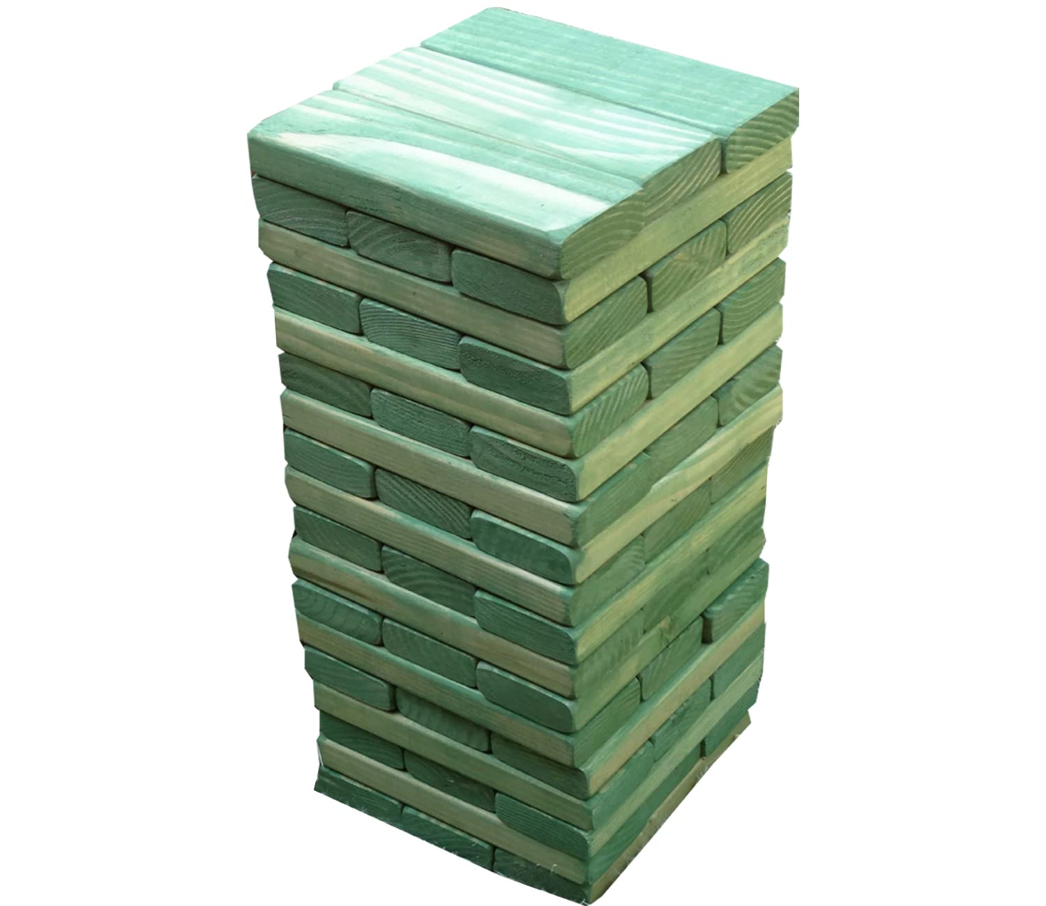 5FT Giant Wooden Tumble Tower Game - 2×4 Stacking Blocks Set with Rounded Corners for Kids | Safe Backyard Lawn Game for Family Outdoor Fun (Zen Green) | Perfect for Birthday Parties, Picnics & Team Building Activities