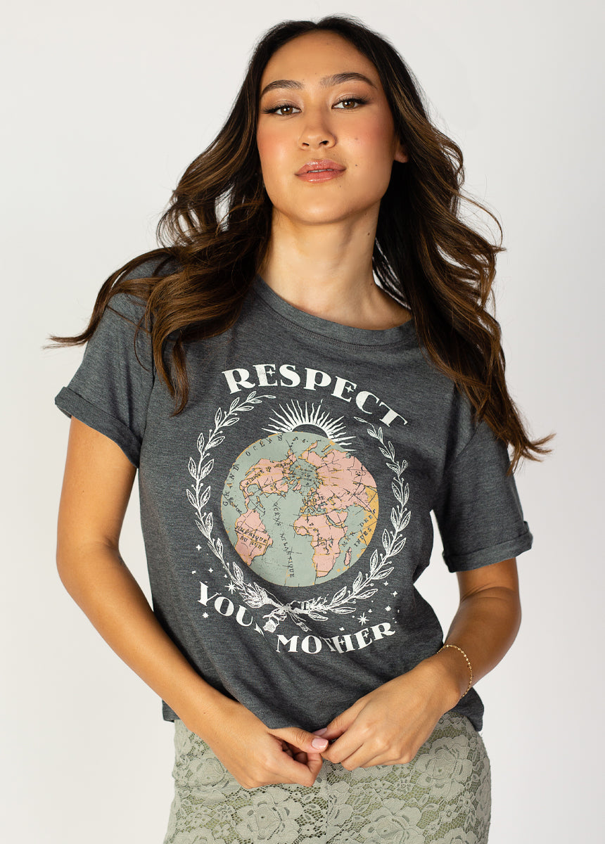 Respect Tee in Heather Slate - Premium Cotton T-Shirt for Men & Women - Comfortable Casual Wear for Everyday Outfits, Street Style & Lounge