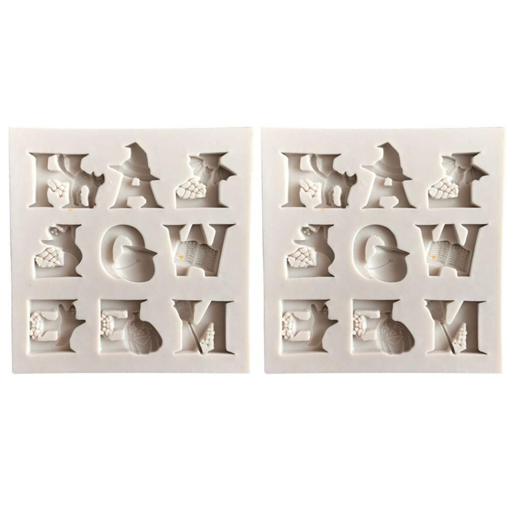 DOITOOL 2-Pack Silicone Baking Molds for Cakes, Candies, Dog Treats - Pumpkin & Letter Fondant Molds - Reusable Food-Grade Gummy & Ice Cube Molds - Perfect for Halloween, DIY Desserts & Party Decorations