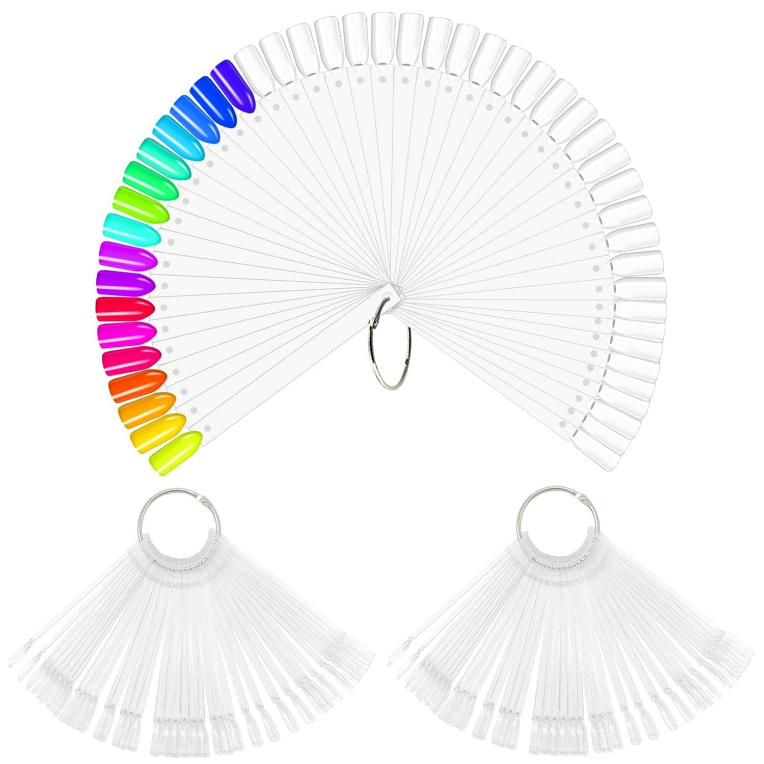 NAILWIND 100-Piece Fan-Shaped False Nail Display Sticks - Natural Nail Art Polish Practice Tips for DIY & Salon Use - Perfect for Nail Color Swatching, Salon Training & Home Manicure Practice