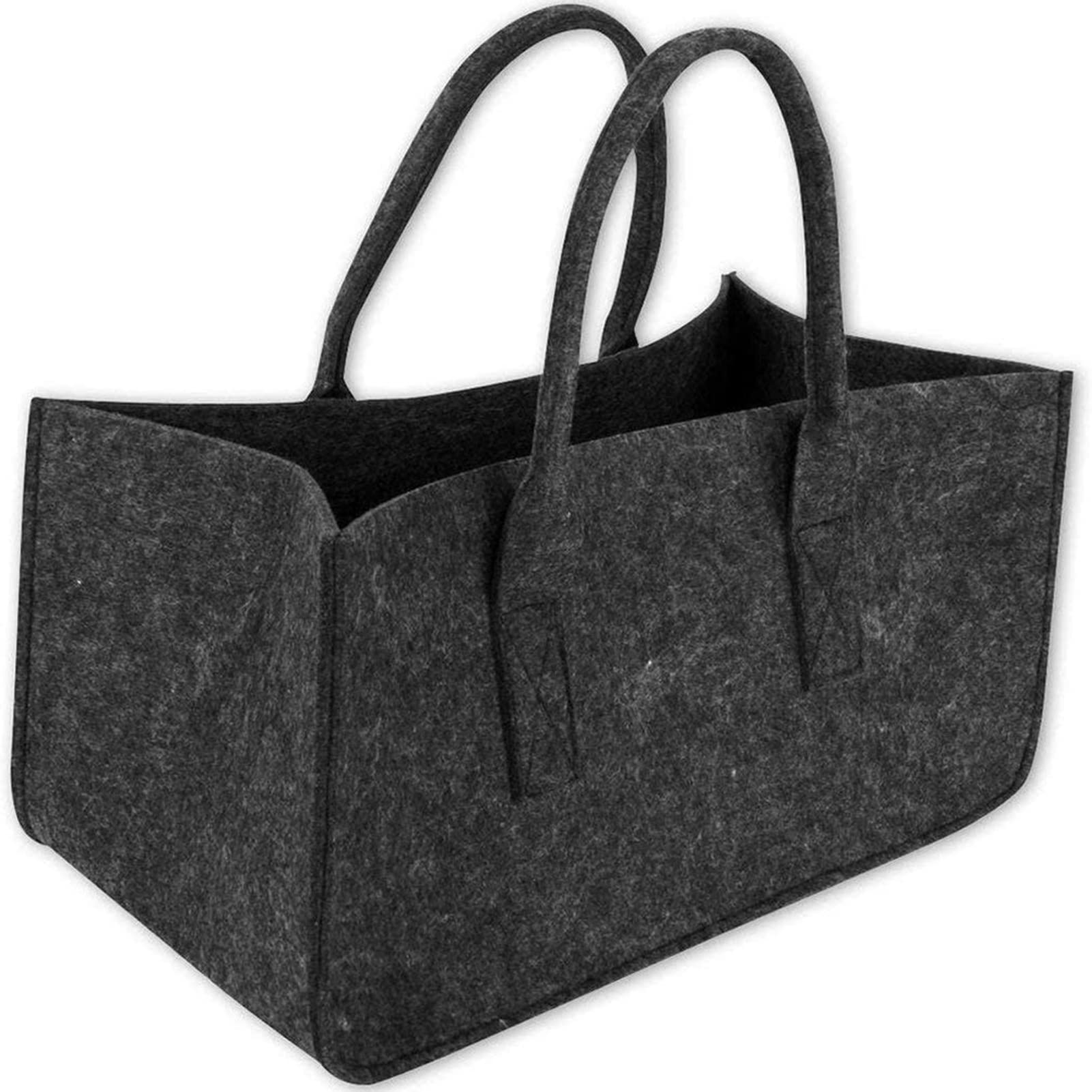 FETION Firewood Tote Bag - Foldable Felt Fireplace Wood Basket & Log Holder Storage with Double Handle - Perfect for Basements, Offices, Lawns & Outdoor Fire Pits - Durable Firewood Carrier for Camping, Patio & Home Decor (1392)