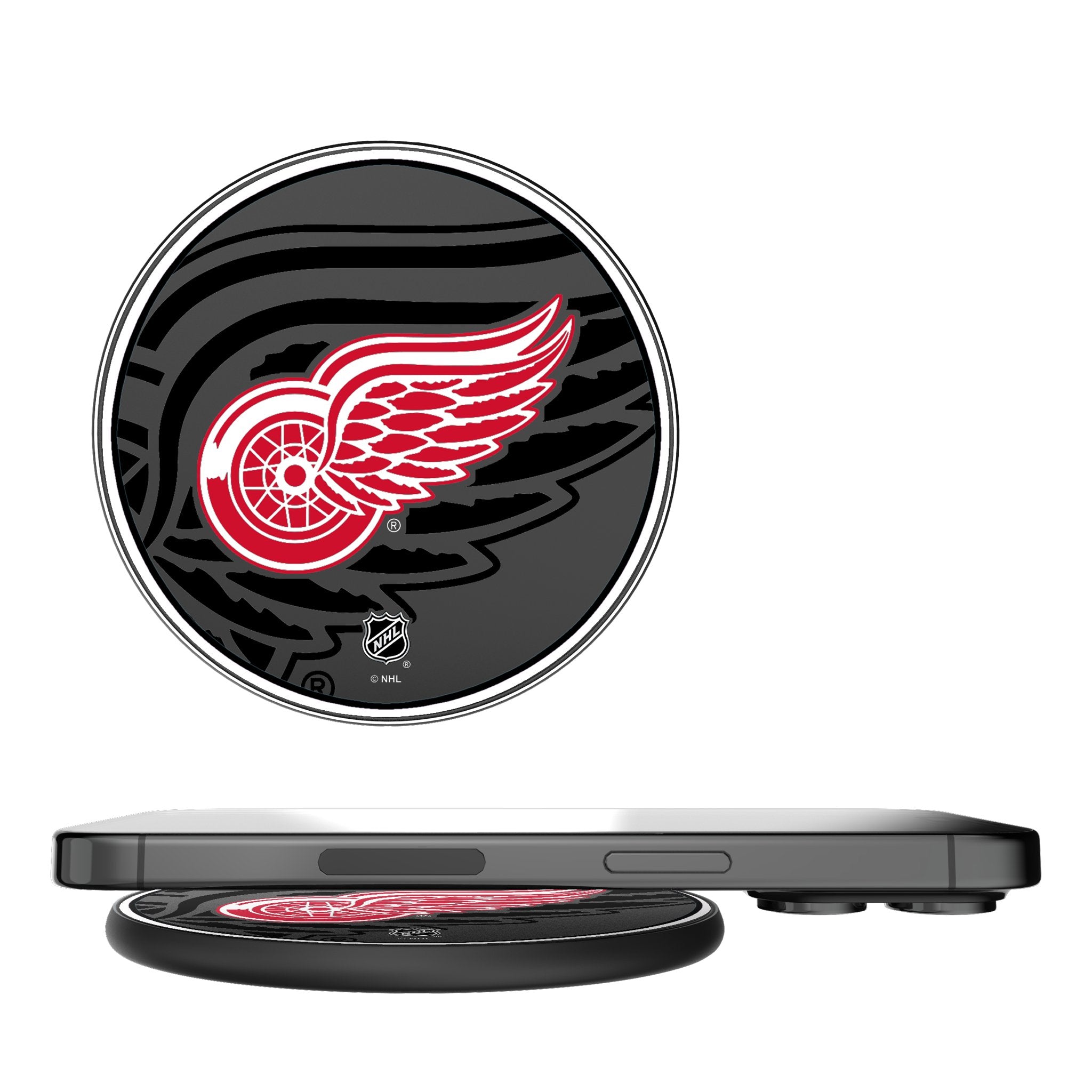 Detroit Red Wings 15W Fast Wireless Charger - Monocolor Tilt Stand for iPhone, Samsung, AirPods - Perfect for Home, Office & Car Use
