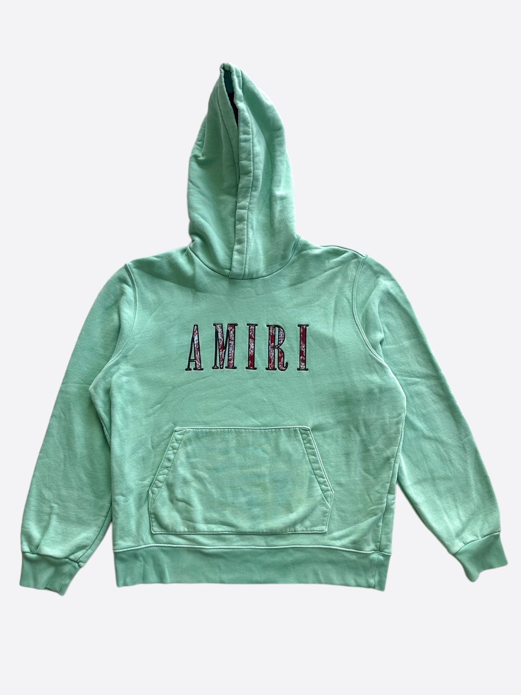 Amiri Green and Red Bandana Logo Hoodie - Men's Streetwear Pullover for Casual Wear & Urban Fashion
