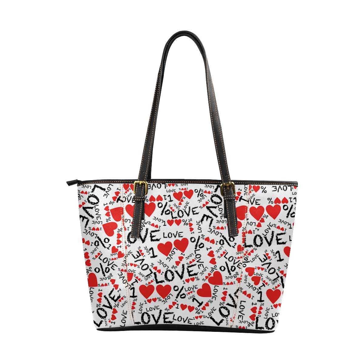 **INTERESTPRINT Women's Love Words with Hearts Satchel & Shoulder Tote Bag - Cute Heart Print Purse for Valentine's Day, Date Night & Everyday Use**