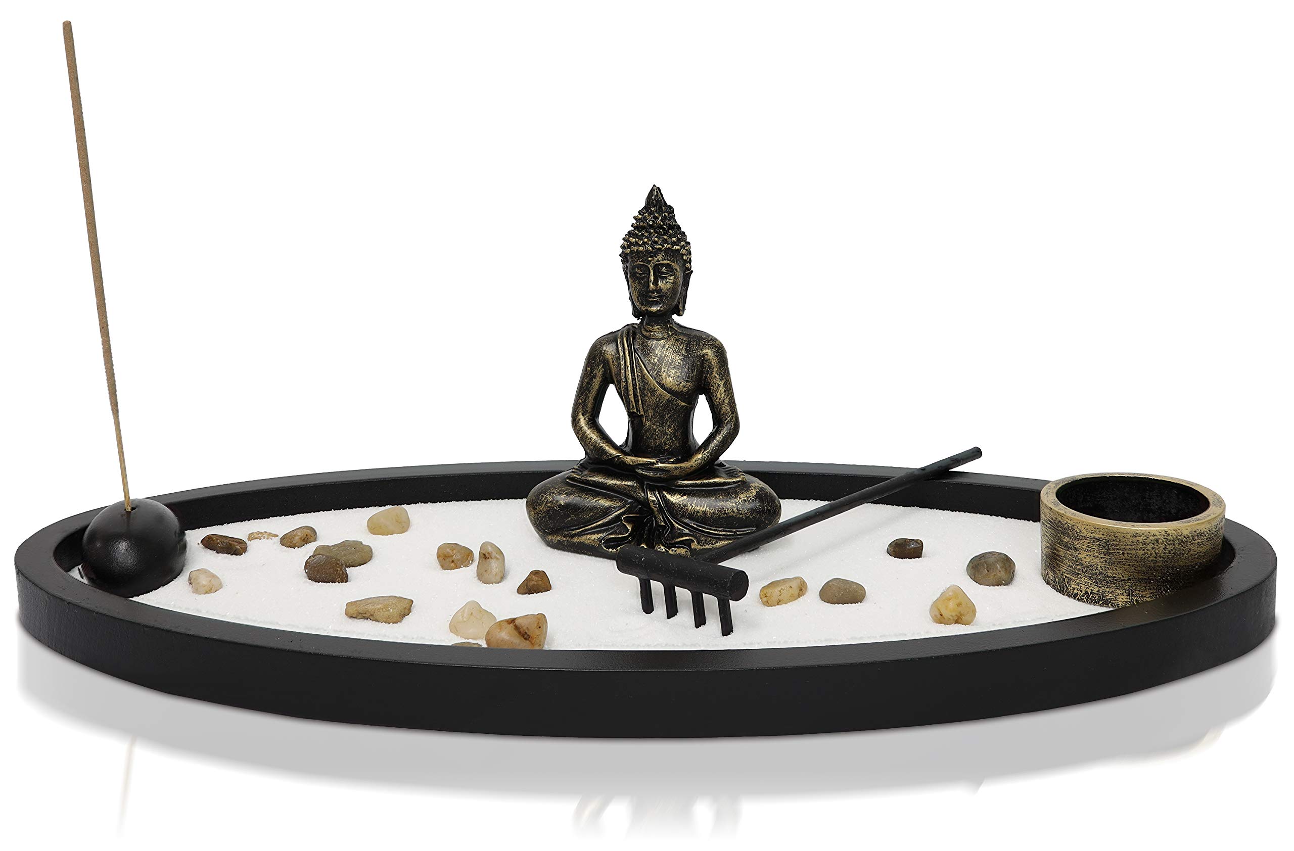 Japanese Zen Garden Kit with Buddha Statue & Incense Holder - 13.5