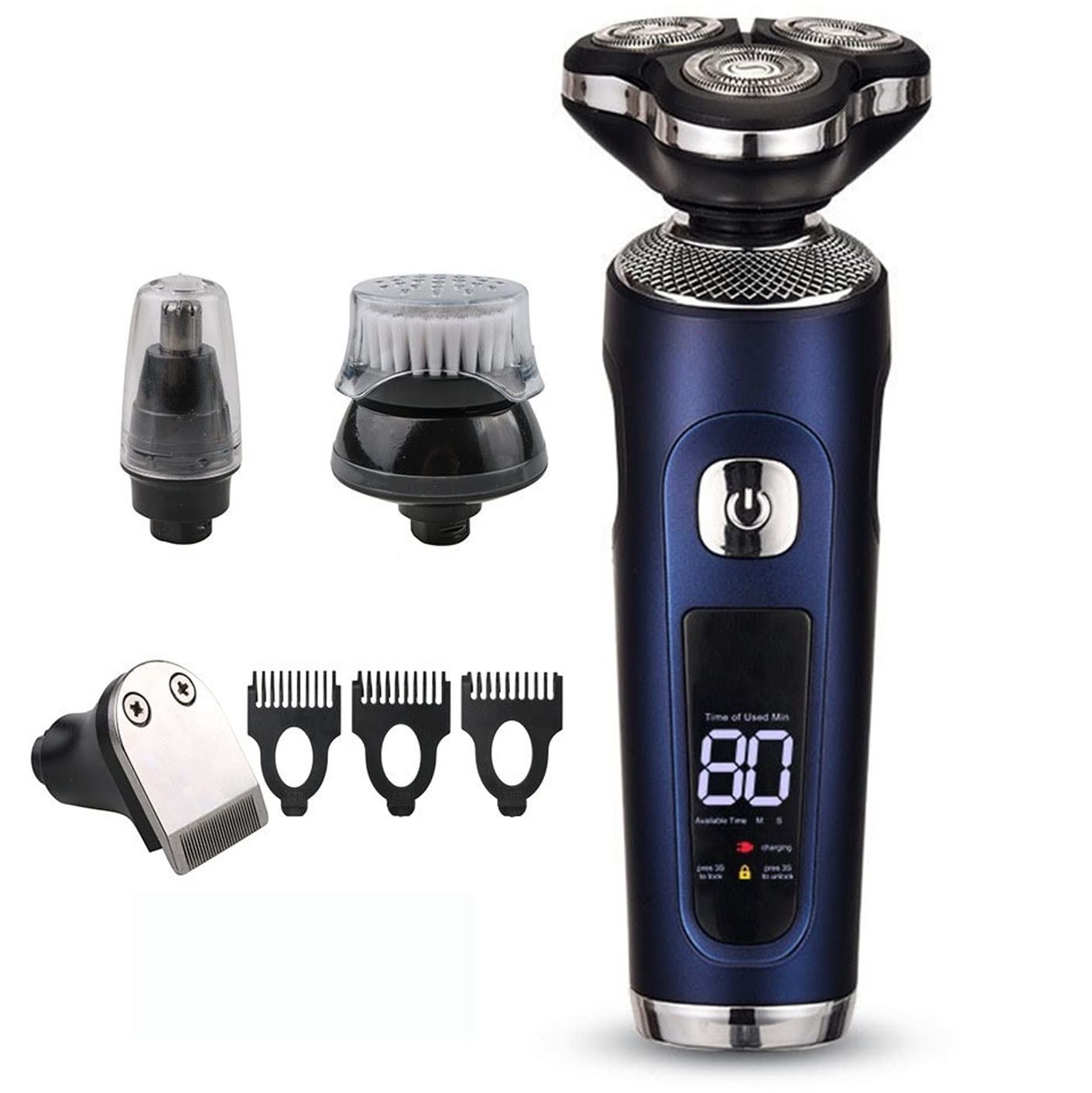 Rechargeable Electric Razor for Men - 3 Blade Multi-Function Shaver & Beard Trimmer - Portable Wet/Dry Shaving Machine for Travel, Home & Gym Use