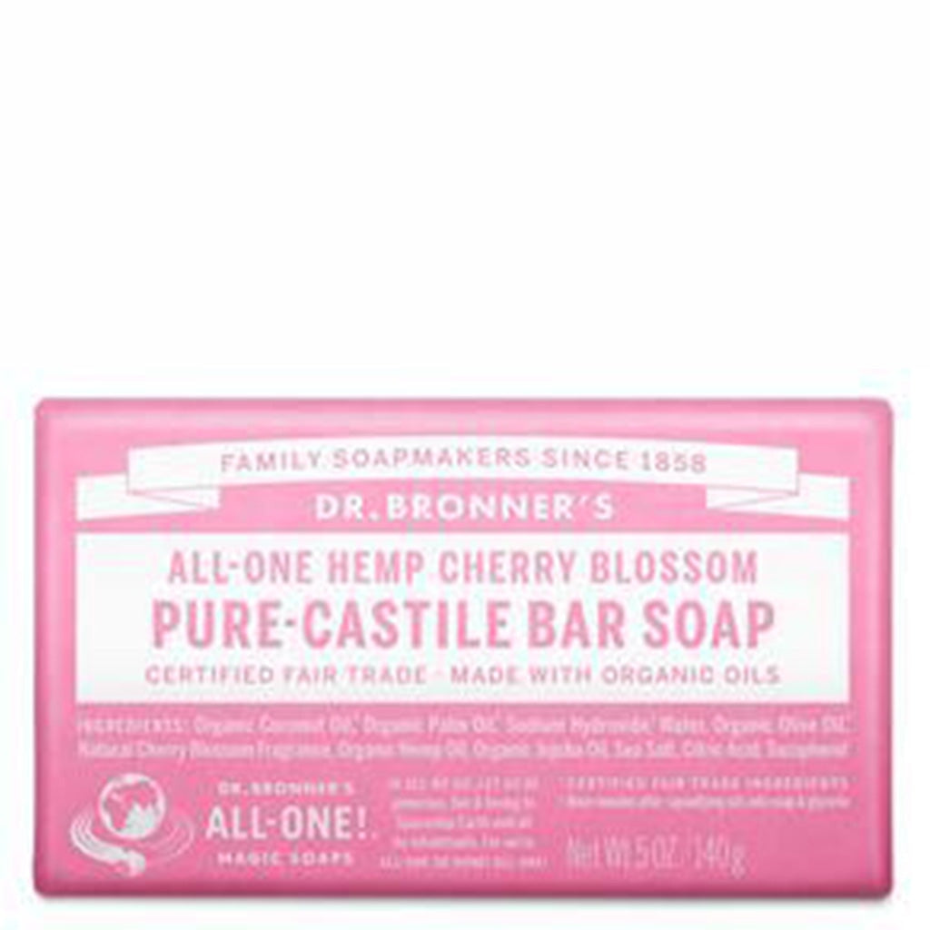 Dr. Bronner's Pure-Castile Bar Soap - Organic Cherry Blossom Scent, Vegan & Cruelty-Free | Gentle Cleansing for Face, Body & Hands | Perfect for Sensitive Skin & Eco-Friendly Bathrooms