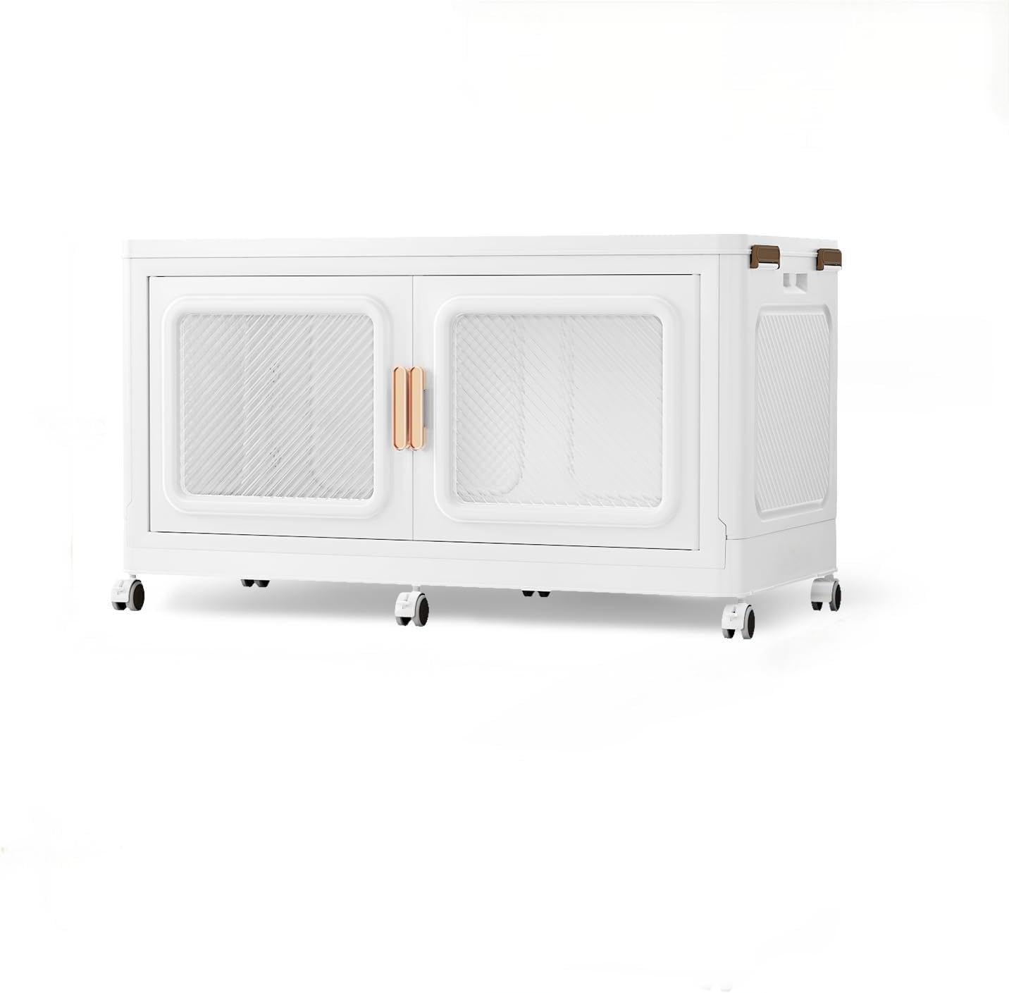 220QT Extra Large Stackable Storage Bins with Lids & Wheels - Collapsible Plastic Storage Containers with Open Front & Drawers - Perfect for Closet Organization, Garage Storage & Home Decluttering