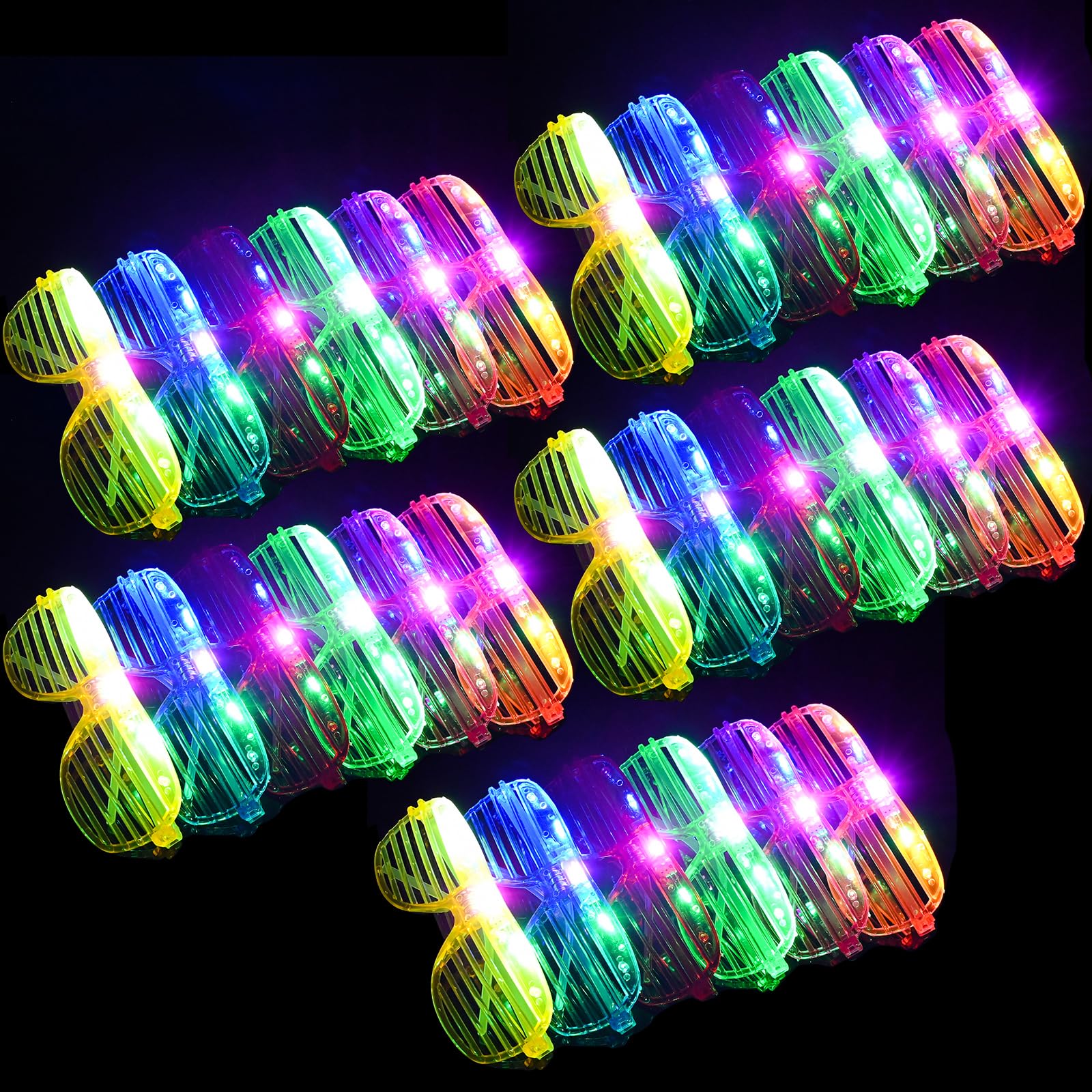 30 Pack LED Light Up Glasses - Flashing Party Glow Sunglasses for Nightclubs, Raves, Concerts & Halloween Bulk Favors - Perfect for Birthday, Bachelorette & New Year's Eve Celebrations