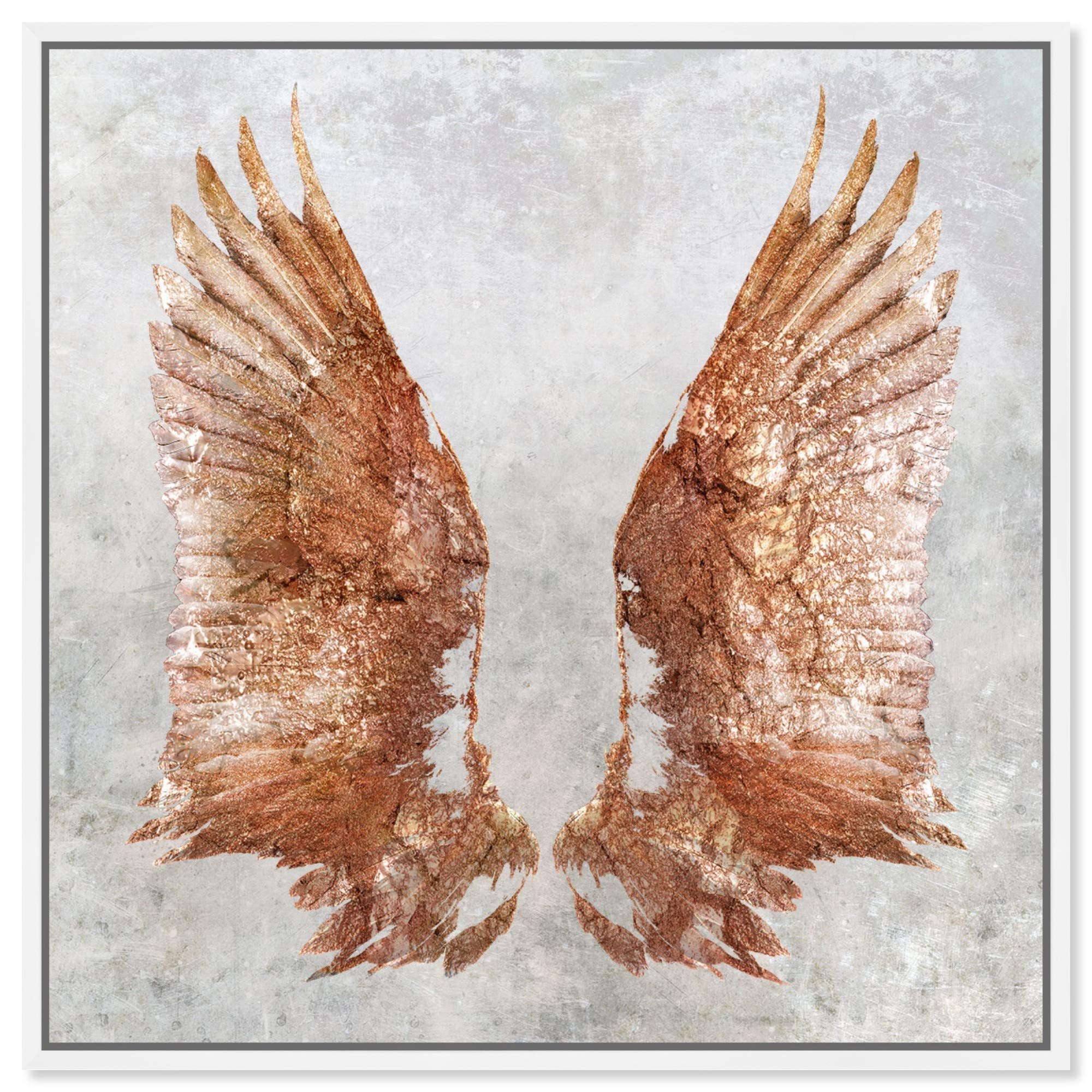 Rose Gold Wings Framed Wall Art Canvas Print - 16x16 Inch Pink & Gray Home Decor by Oliver Gal Artist Co. | Perfect for Living Room, Bedroom & Office Décor