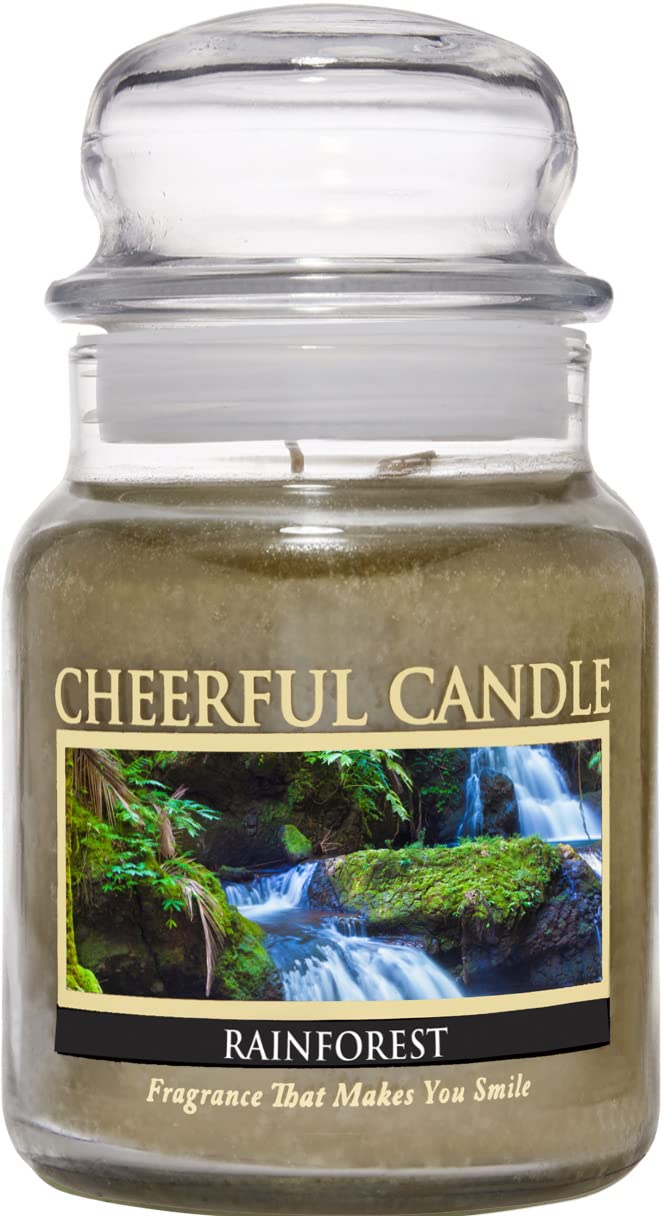 Cheerful Giver Rainforest Scented Candle - 6oz Jar Candle with 35 Hours Burn Time, Aromatherapy Gifts for Women - Perfect for Relaxation, Meditation & Home Decor