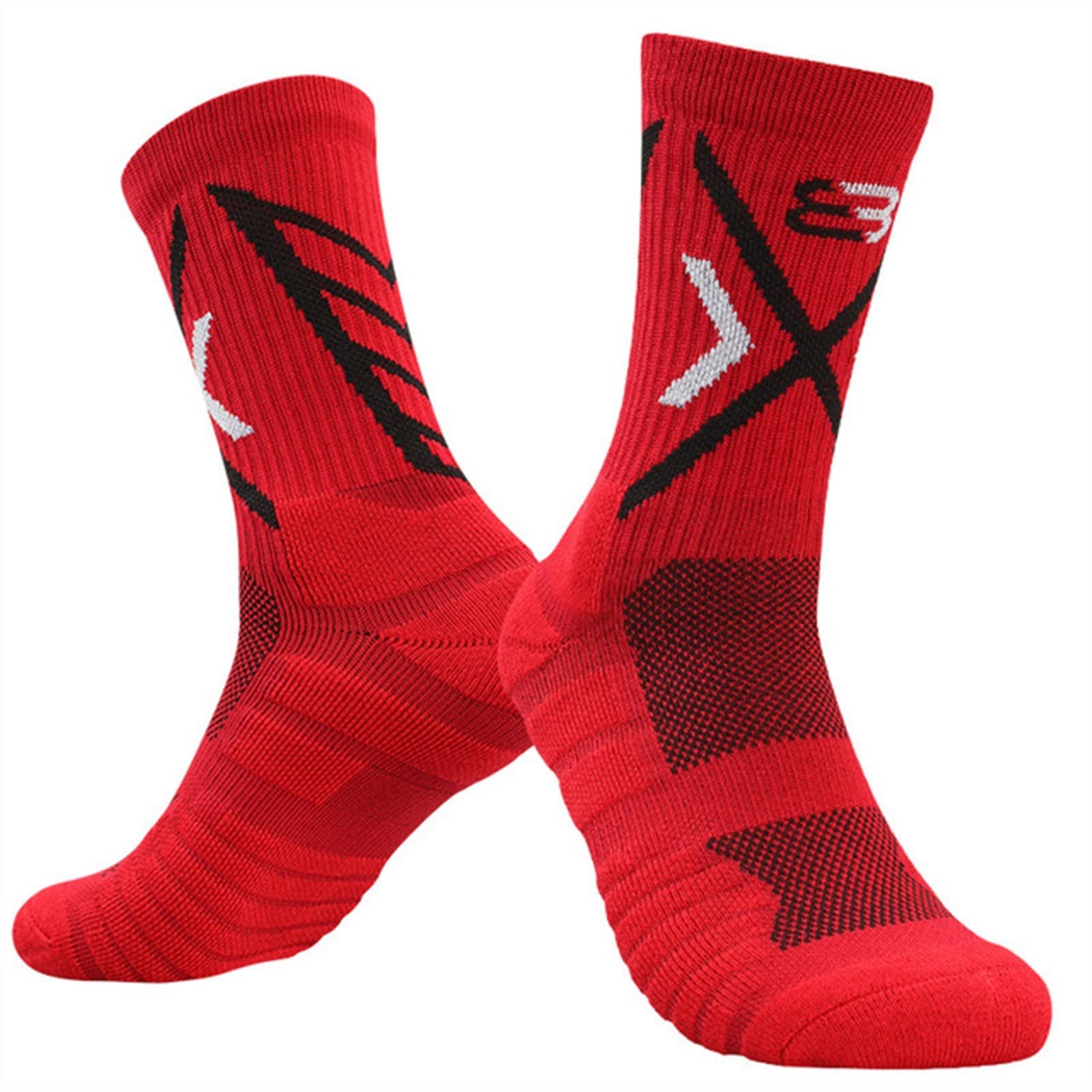 **Men's Basketball & Cycling Socks - Mid-Calf Thick Cushioned Sports Socks with Breathable Towel Bottom (3 Pairs) - Perfect for Running, Gym & Outdoor Activities**