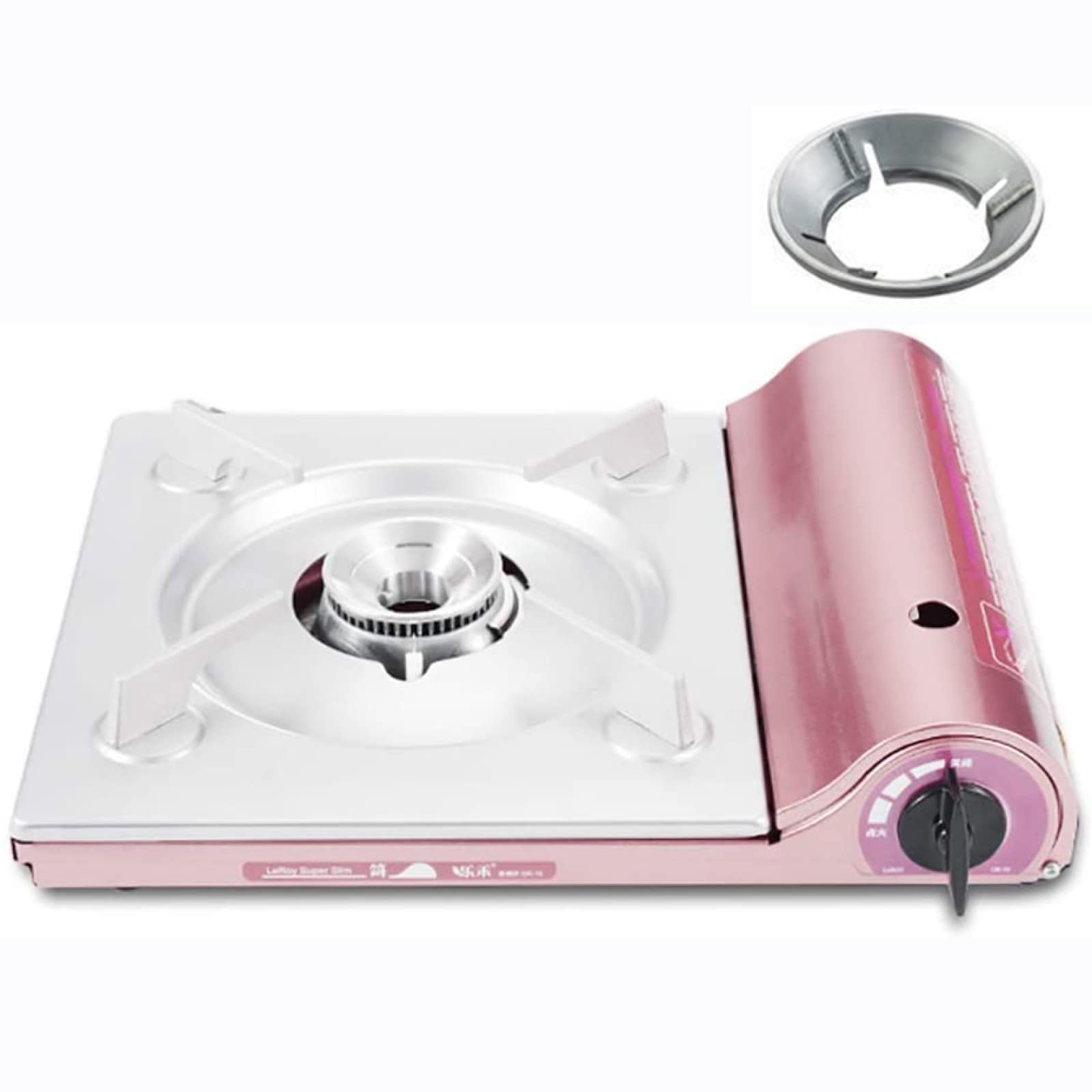 Portable Butane Gas Stove 3.3KW with Automatic Ignition & Carrying Case - Windproof Mini Camping Stove for Outdoor Cooking, Picnics, BBQ, Hiking & Backpacking (Pink)