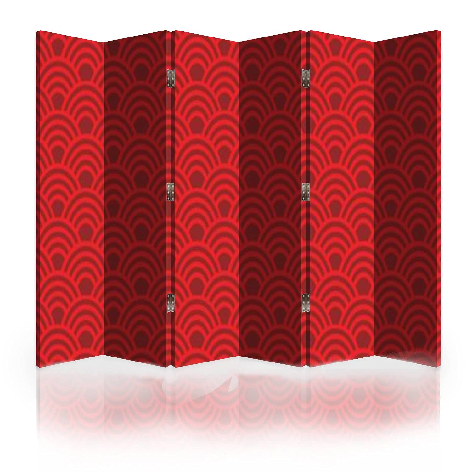 Traditional Japanese Wave Pattern Canvas Room Divider Screen - 6 Panel Asian Style Folding Privacy Partition for Home, Office & Events | Seamless Room Separator & Wall Decor
