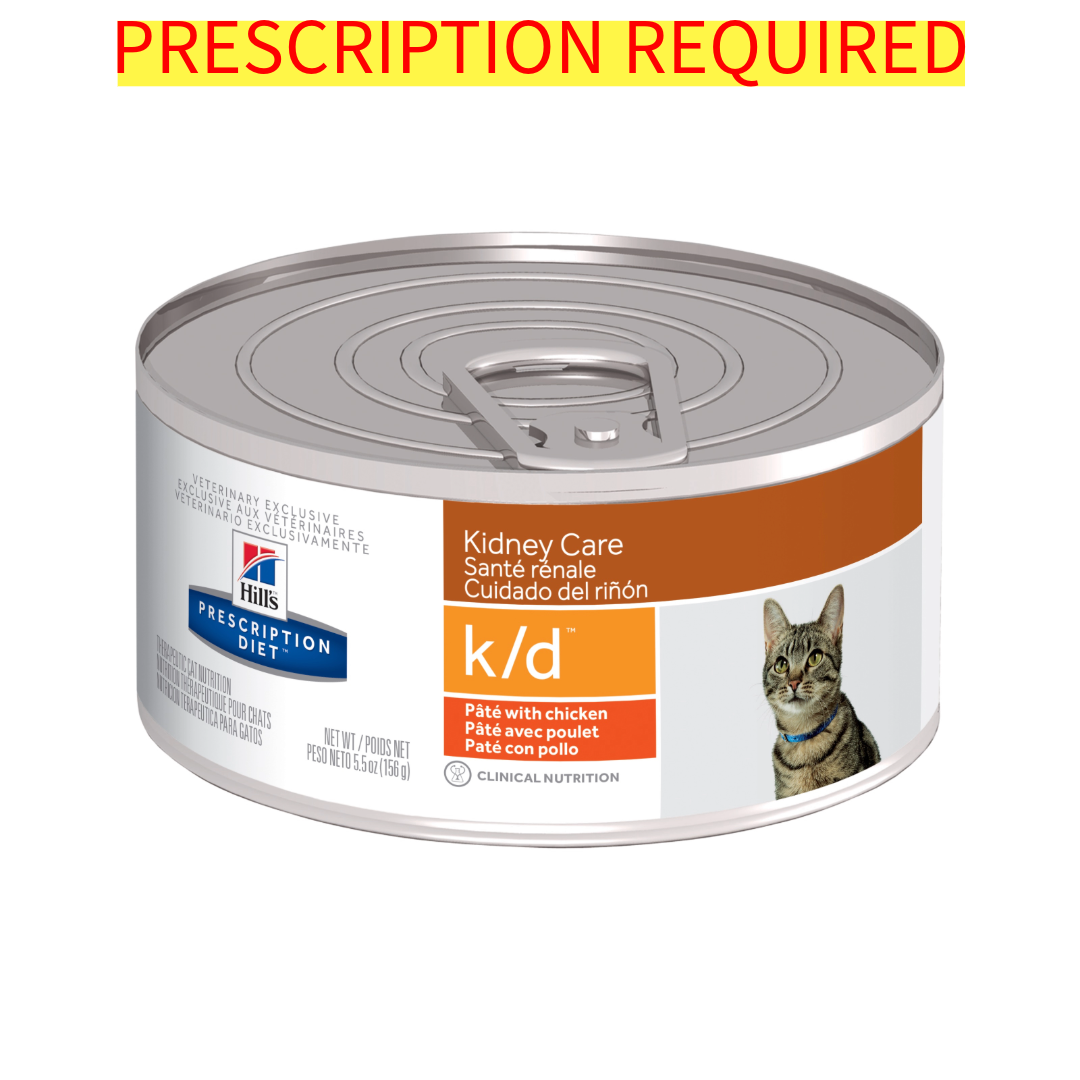 Hill's Prescription Diet Feline K/D Kidney Care Wet Cat Food with Chicken - 5.5oz (24 Cans) | Vet-Recommended Renal Support for Cats with Kidney Disease - Perfect for Senior Cats & Feline Kidney Health Management