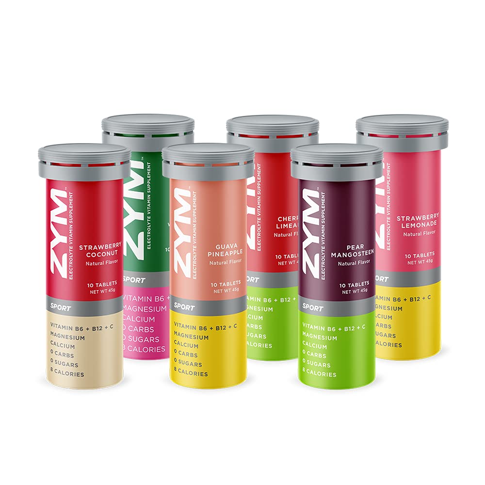 ZYM Malibu Electrolyte Water Enhancer Tablets - Keto Friendly Hydration & Energy Booster for Athletes - Variety Pack of 6 Flavors - Perfect for Workouts, Sports & Outdoor Activities