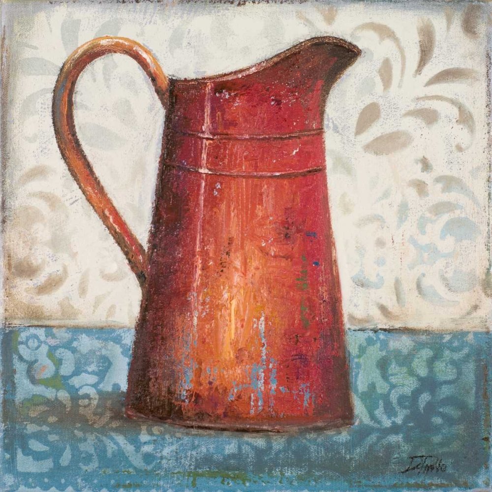 Red Pots II Fine Art Rolled Canvas Print - 30x30 Inch Kitchen Wall Decor - Perfect for Home, Dining Room & Office Decor