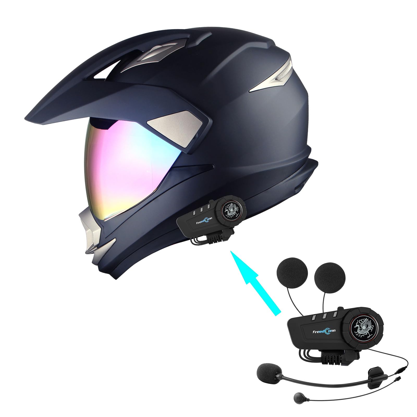 1Storm Dual Sport Motorcycle Helmet - Full Face Motocross Off-Road Bike Helmet in Matte Black for Adventure Riding & Street Cruising