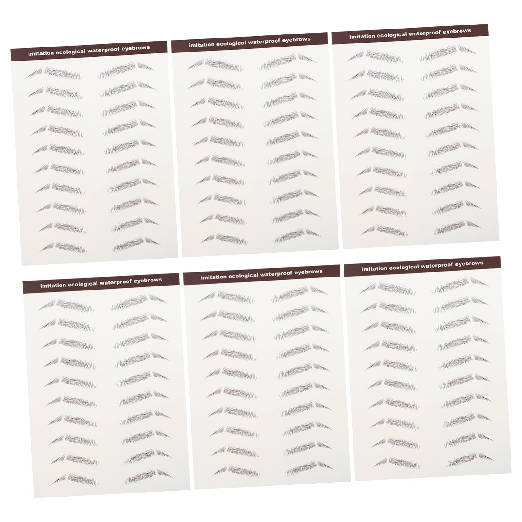 Beavorty 6pcs 3D Eyebrow Stickers - Natural Black & Brown False Eyebrows for Effortless Makeup | Waterproof Bionic Brow Transfer Stickers for Daily Use, Parties & Special Occasions