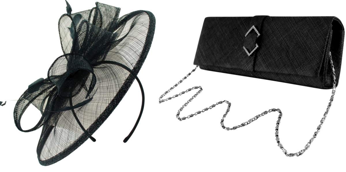 Elegant Sinamay Disc Headpiece & Matching Bag Set - Perfect for Weddings, Tea Parties & Special Occasions | Failsworth Millinery 2-Piece Bundle