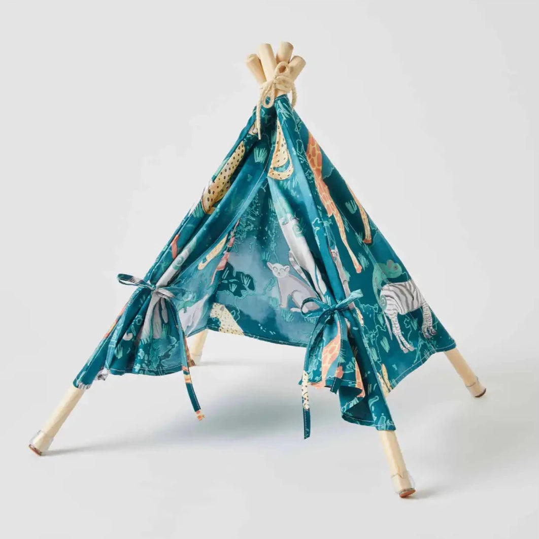Jiggle & Giggle Jungle Explorer Mini Toy Teepee Tent for Kids - Indoor Outdoor Playhouse, Camping Pretend Play, Reading Nook & Imaginative Play Space