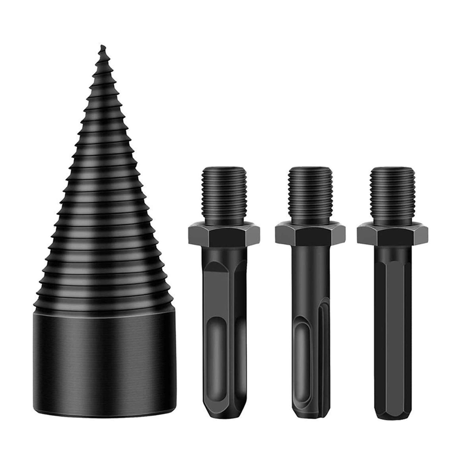 Black Log Splitter Drill Bit for Electric Drill - Wood Splitter & Firewood Kindling Tool - Removable & Durable for Household Use - Perfect for Firewood Preparation, Camping & DIY Wood Projects