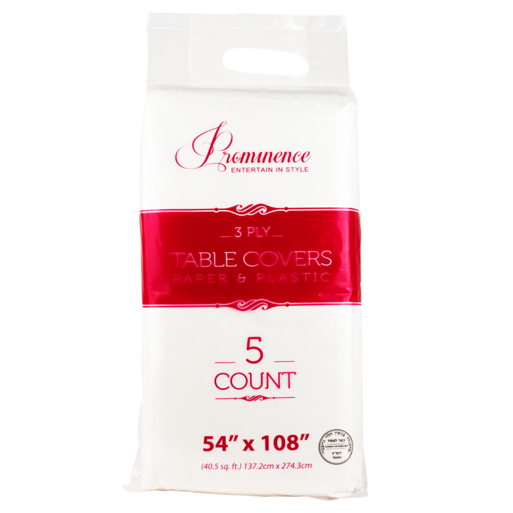 Premium 3-Ply White Tablecloth 54x108 Inches - Pack of 5 - Perfect for Weddings, Parties, and Restaurant Dining