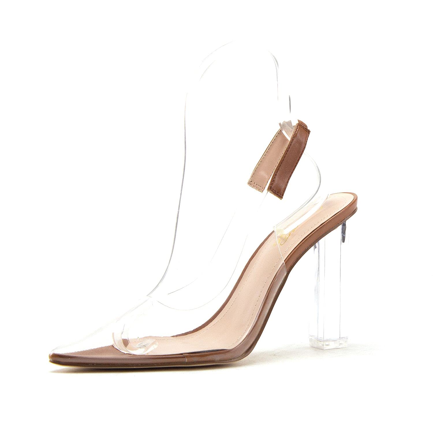Cinderella Clear Lucite Chunky Heel Pumps for Women - Transparent Block Heels for Parties, Weddings & Special Occasions