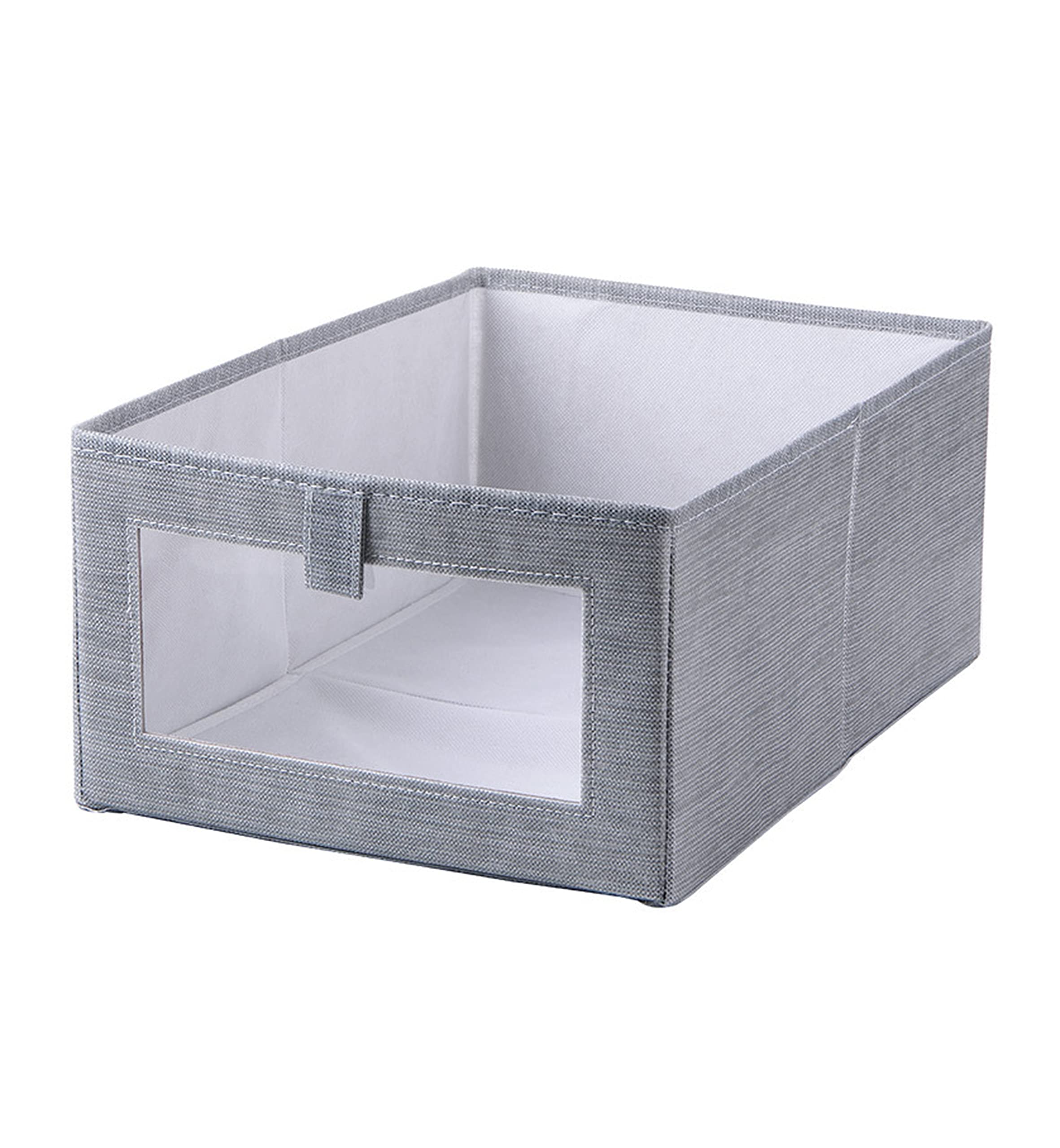 Rectangular Canvas Storage Bins for Closet & Shelves Organization - Grey Fabric Storage Baskets for Bedroom, Home Decor & Clothes Storage
