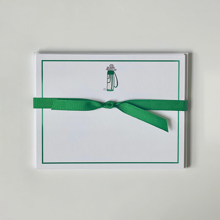 Georgetown Paperie Golf Bag Green Flat Note Cards - Premium Stationery for Golf Enthusiasts, Perfect for Thank You Notes, Invitations & Greetings