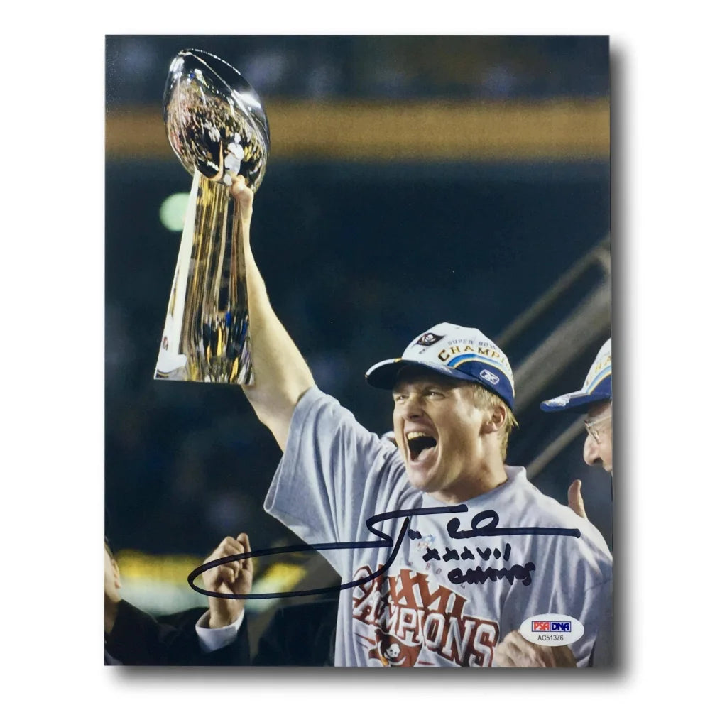 Jon Gruden Autographed Tampa Bay Buccaneers 8x10 Photo with COA - PSA/DNA Certified Super Bowl Memorabilia - Perfect for Sports Collectors, Man Cave Decor, and Football Fan Gifts