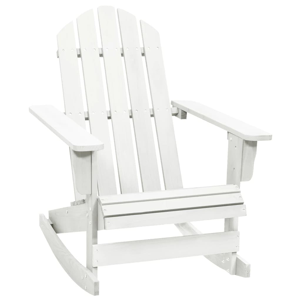 Premium White Wooden Patio Rocking Chair - Outdoor Garden Relaxation Furniture for Porch, Deck, and Backyard Lounging
