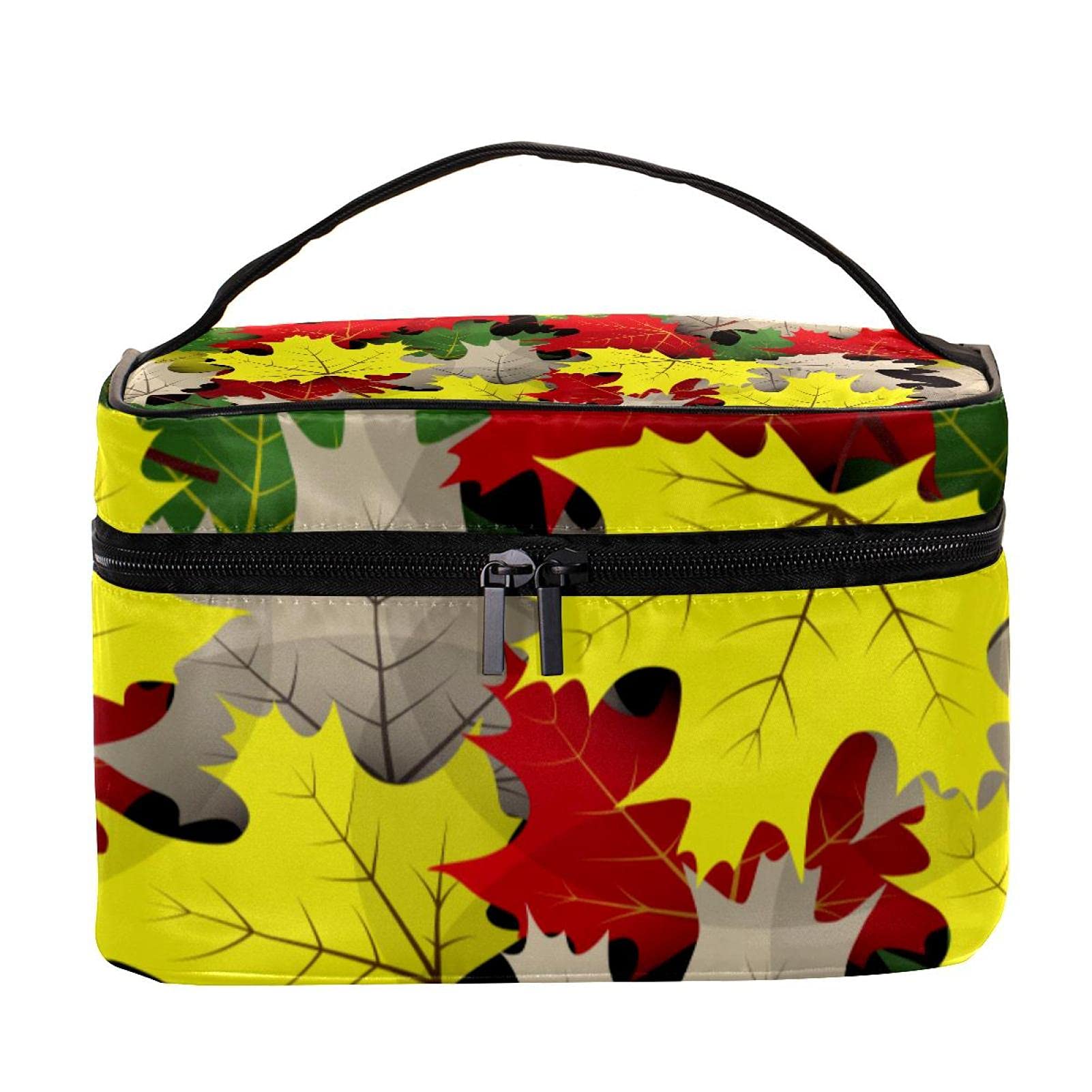 Maple Autumn Leaves Travel Makeup Bag - Large Waterproof Cosmetic Organizer with Zipper for Women & Girls | Perfect for Vacation, Gym, Daily Essentials Storage