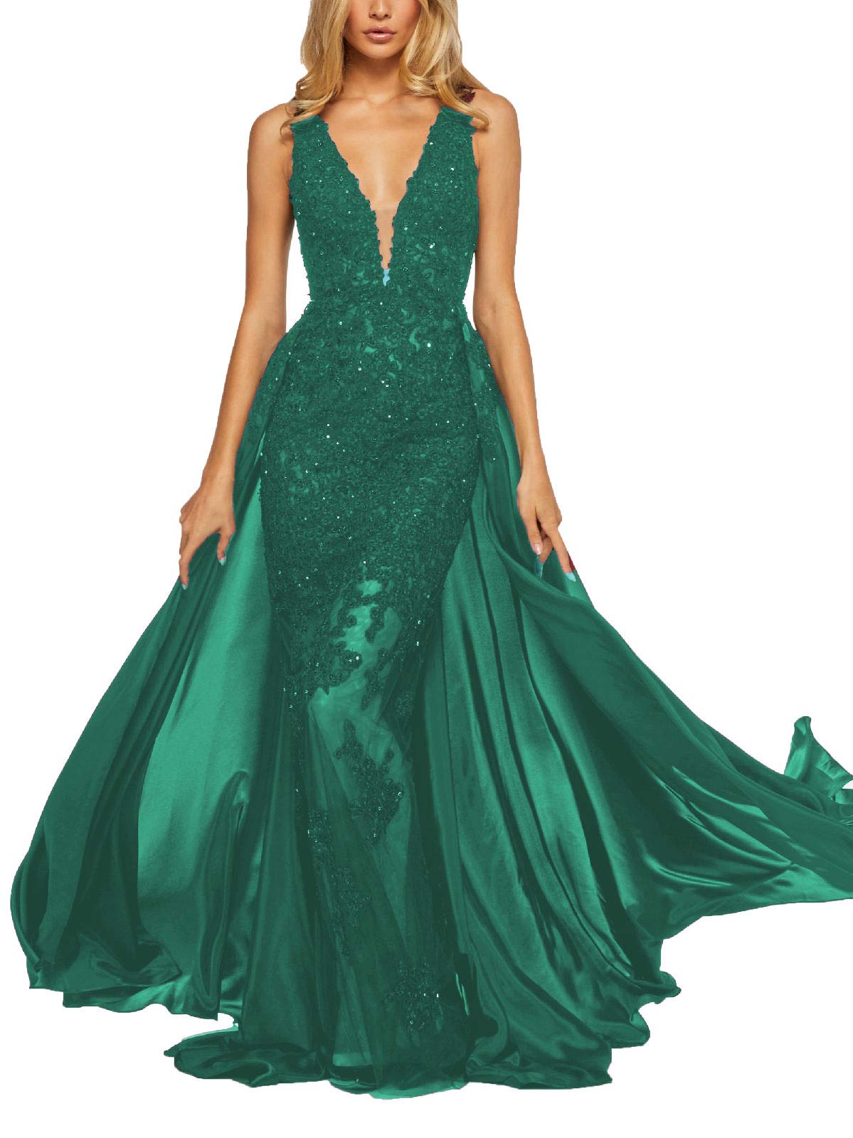Elegant Yisha Bello Women's Evening Gowns - Formal Dresses with Detachable Train & Long Ball Gown for Prom, Wedding, Gala & Special Occasions