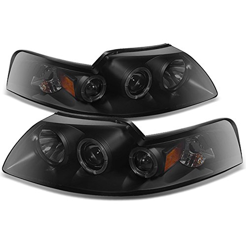 AKKON Black Smoke Dual Halo Projector Headlights with Corner Signal Lamps for Ford Mustang Coupe - 2-in-1 Design, Enhanced Night Visibility (Perfect for Street Racing & Night Driving)