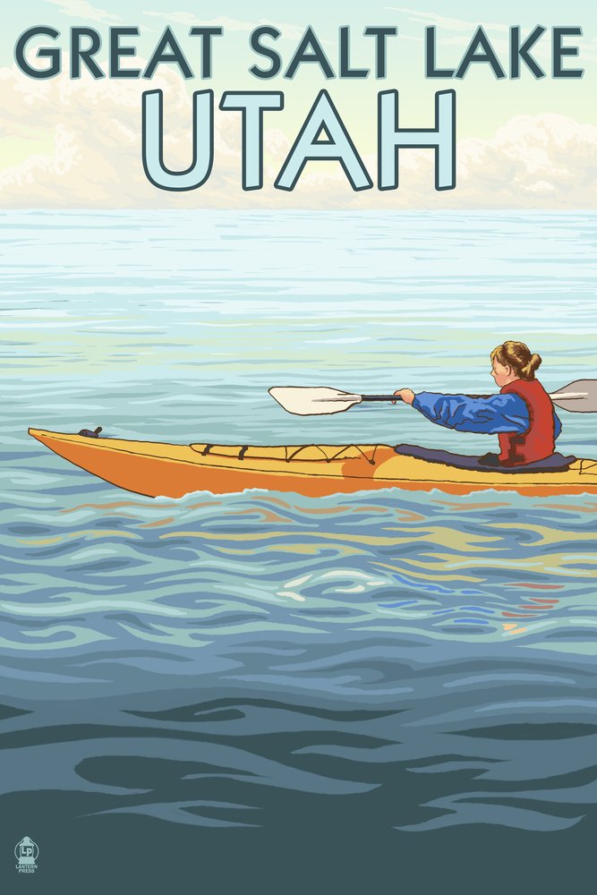 Great Salt Lake Utah Kayak Scene - 12x18 Gallery Quality Metal Wall Art, Aluminum Decor for Home & Office | Perfect for Living Room, Bedroom, or Office Wall Decor