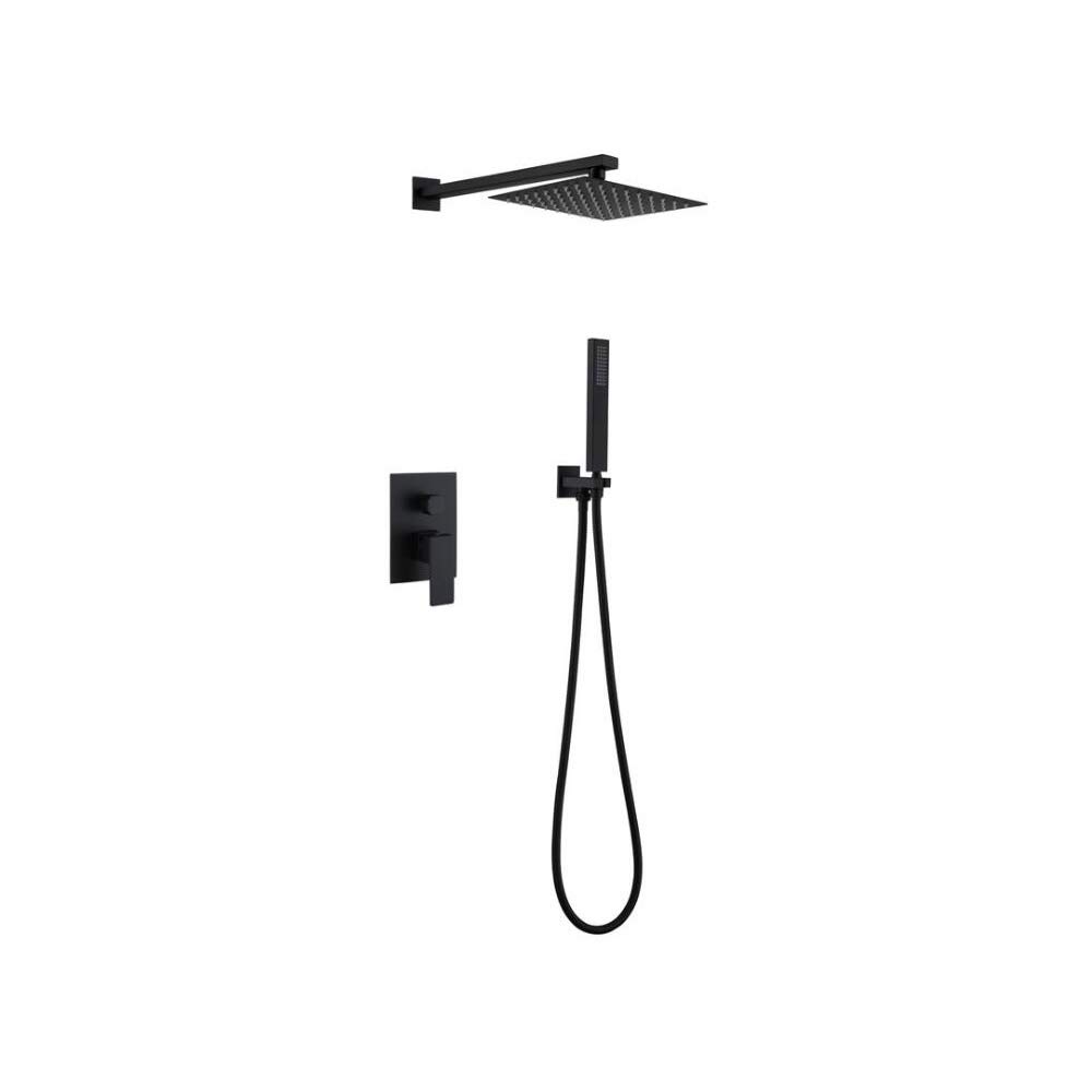 Premium Matte Black Shower System - Rain Shower Head with Handheld Spray, Pressure Balance Valve & Trim Kit for Luxurious Bathroom Upgrade | Perfect for Master Bath, Spa-Like Experience & Modern Home Renovation
