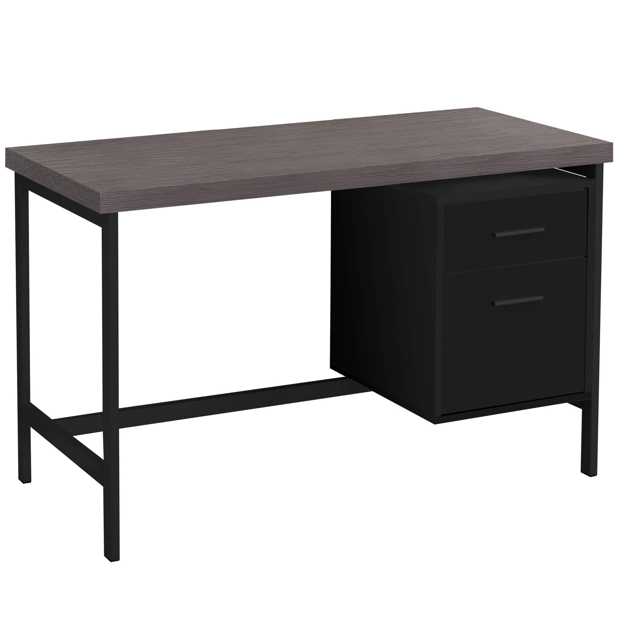 Ergonomic 48 Inch Computer Desk with Black Metal Frame and Grey Top - Home Office Desk for Work, Study & Gaming - Perfect for Small Spaces & Modern Workspaces