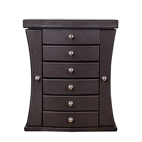 Multifunctional Jewelry Box - Large Capacity Solid Wood & PU Leather Storage Organizer for Rings, Earrings, Necklaces | Japanese Korean Princess Style, European Design | Perfect for Bedroom Vanity, Travel, Gift Giving