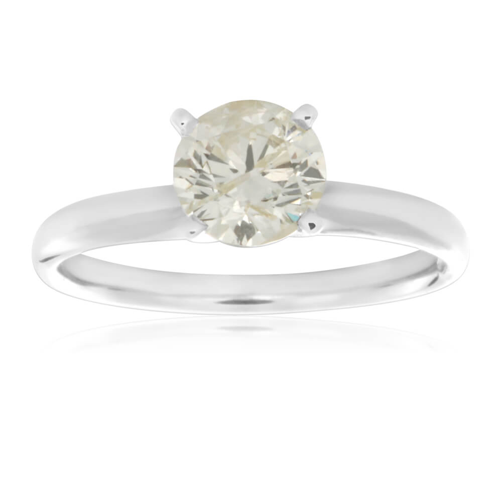 14K White Gold Solitaire Ring with 1 Carat Brilliant Cut Diamond - 4 Prong Setting Engagement Ring for Women, Perfect for Proposals, Anniversaries & Special Occasions