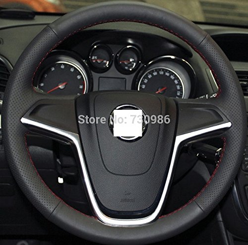 Genuine Black Leather Hand Sewing Steering Wheel Cover for Buick Excelle XT GT Encore - Premium Custom Fit, Comfort Grip & Luxury Upgrade for Cars, SUVs & Trucks