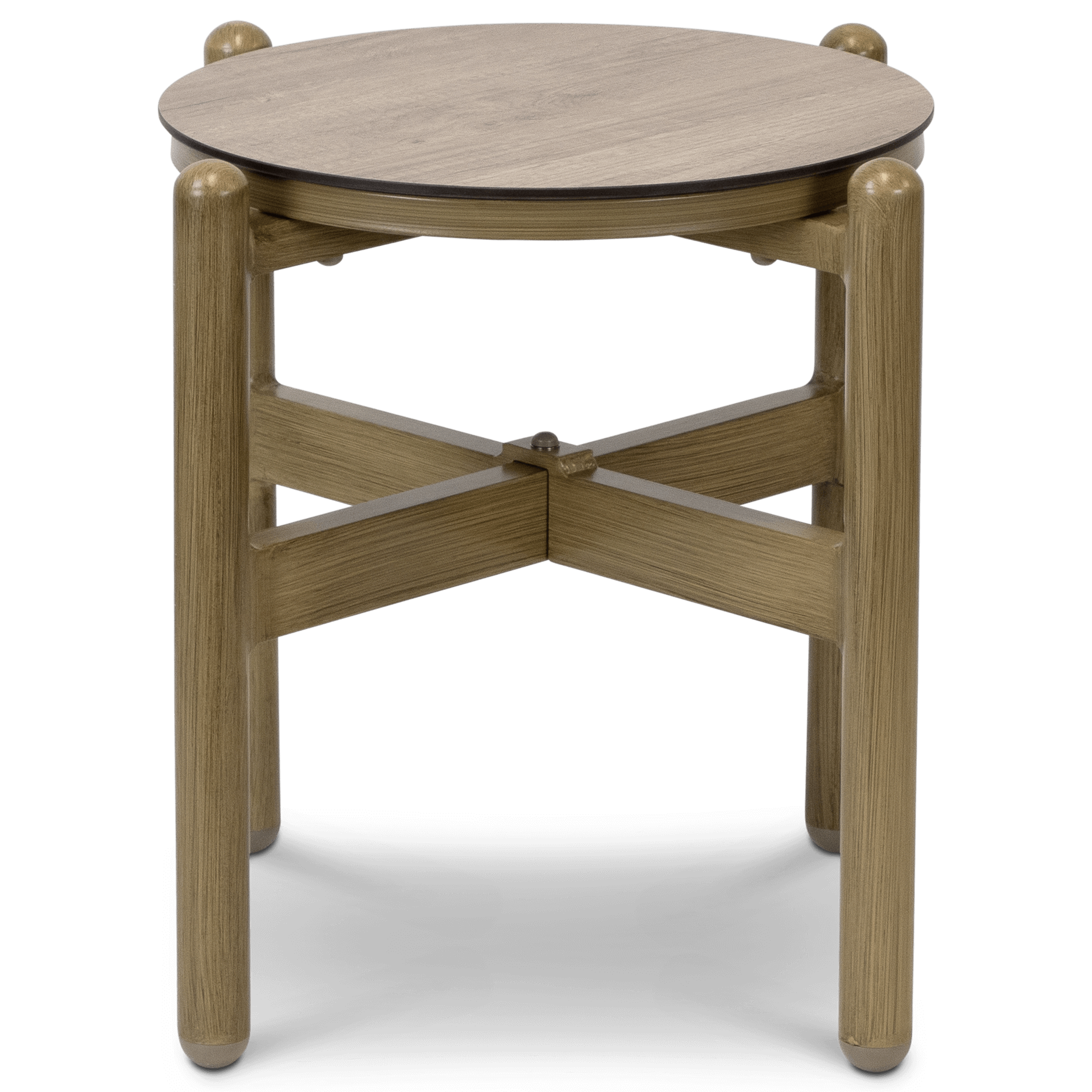 Tahiti Round Side Table with HPL Top and Aluminum Frame - Modern End Table for Living Room, Bedroom, or Office