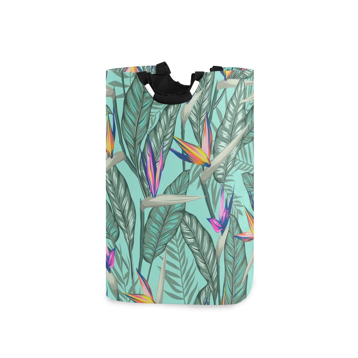 Foldable Collapsible Laundry Basket with Handles - Tropical Leaf Design Laundry Hamper for Bathroom Organization, Storage & Decor | Perfect for Dorm, Apartment & Laundry Room