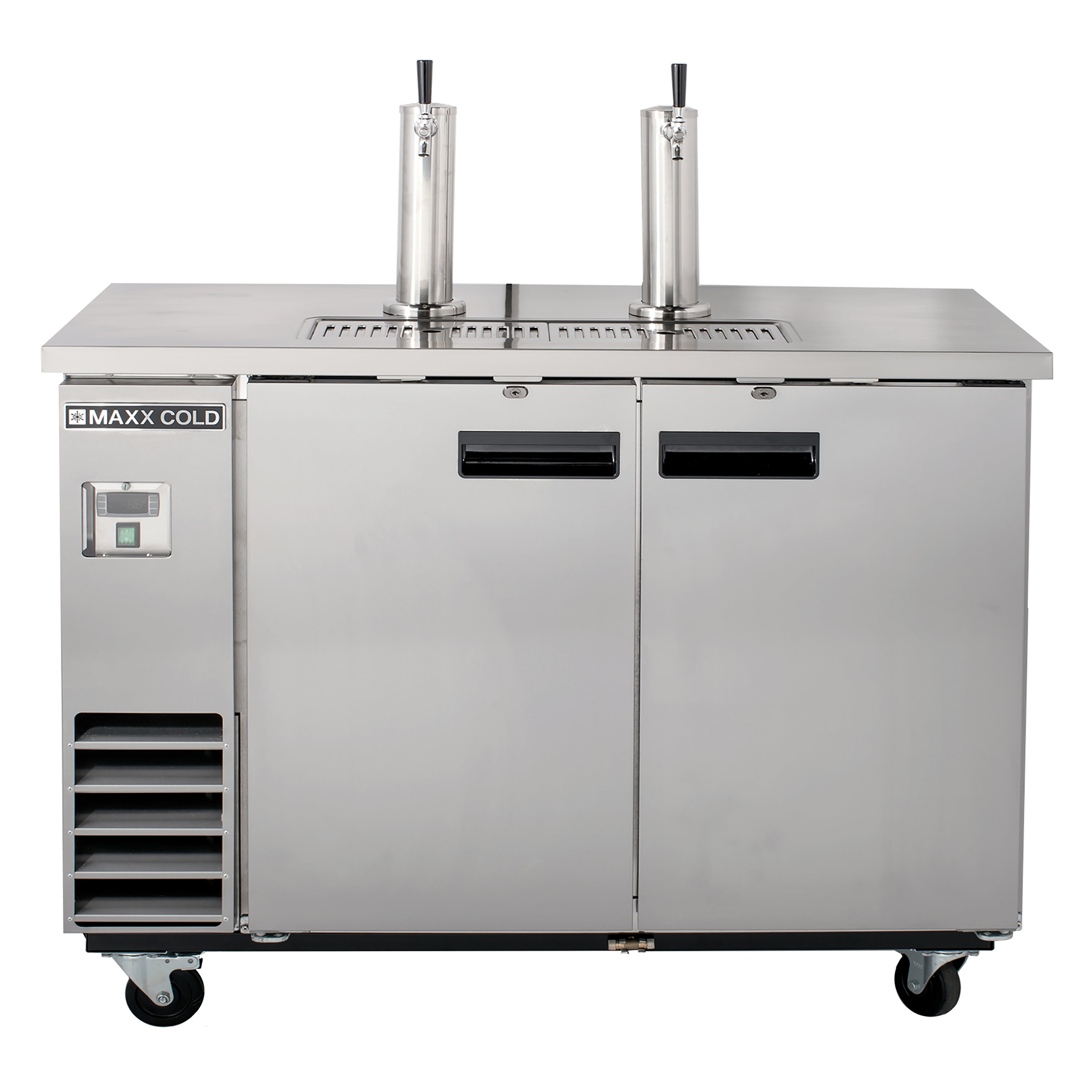 Maxx Cold MXBD60 2SHC Dual Tower 2 Tap Beer Dispenser – 61W, 14.2 cu. ft. Stainless Steel Kegerator with 402L (2 Barrels/Kegs) Storage Capacity – Perfect for Home Bars, Parties, and Commercial Use